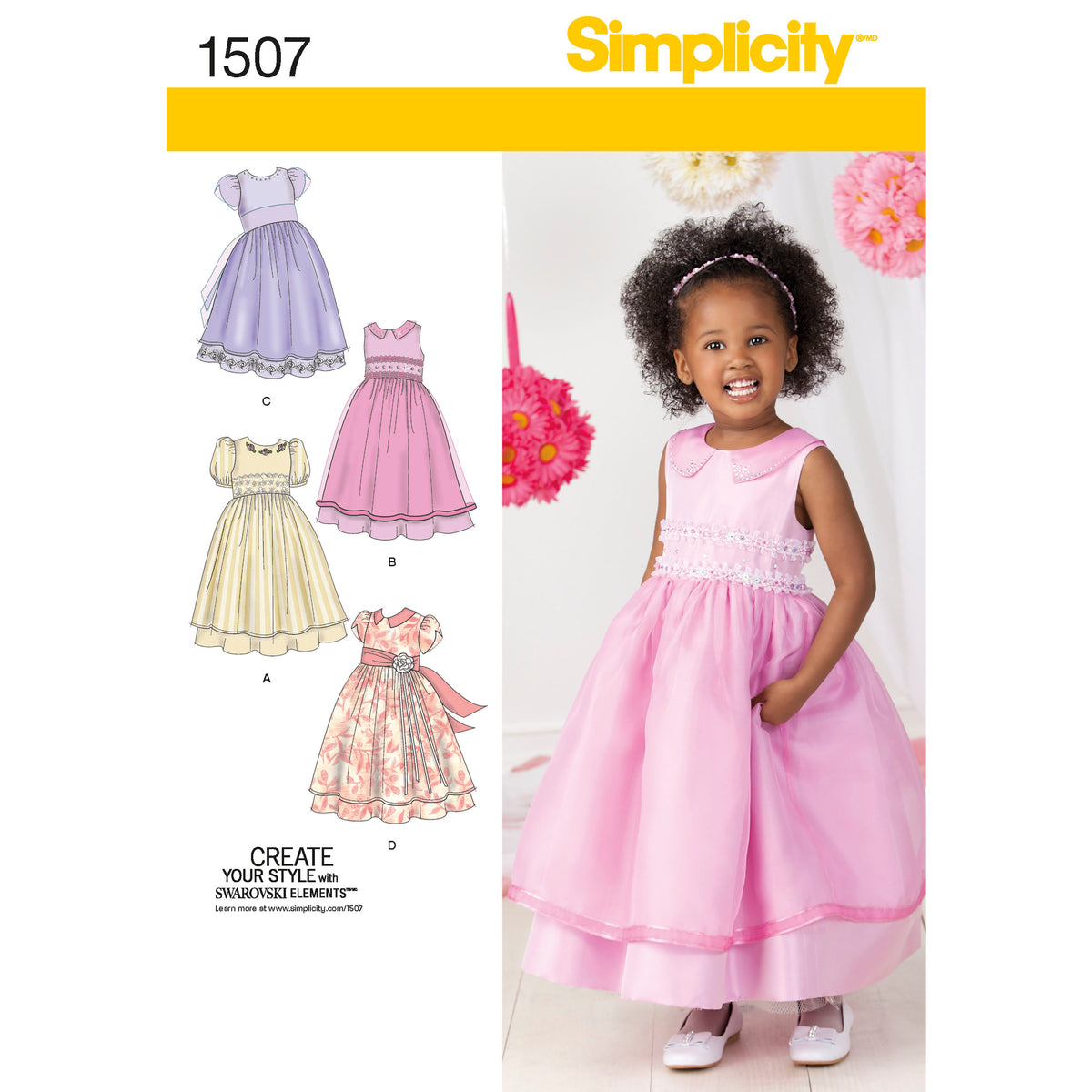 Simplicity 1507 pattern envelope showing toddler dresses