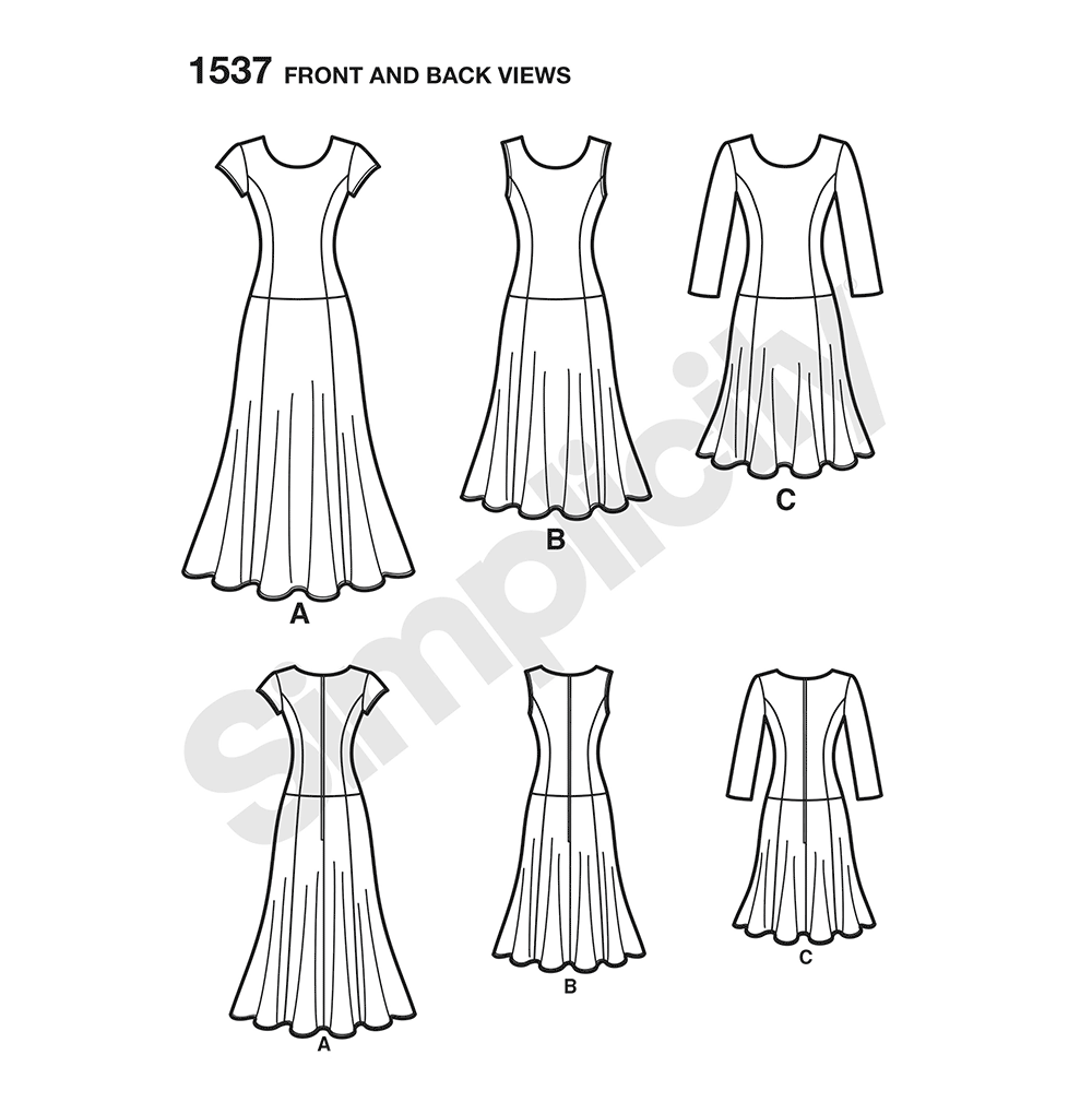 Simplicity 1537 pattern envelope showing women's dresses