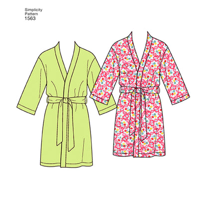 Simplicity S1563 sewing pattern envelope showing unisex sleepwear