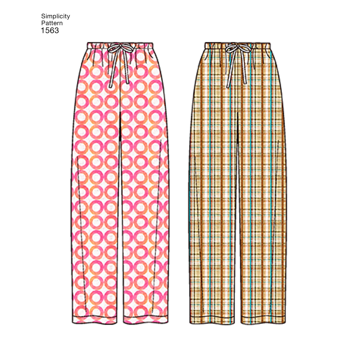 Simplicity S1563 sewing pattern envelope showing unisex sleepwear
