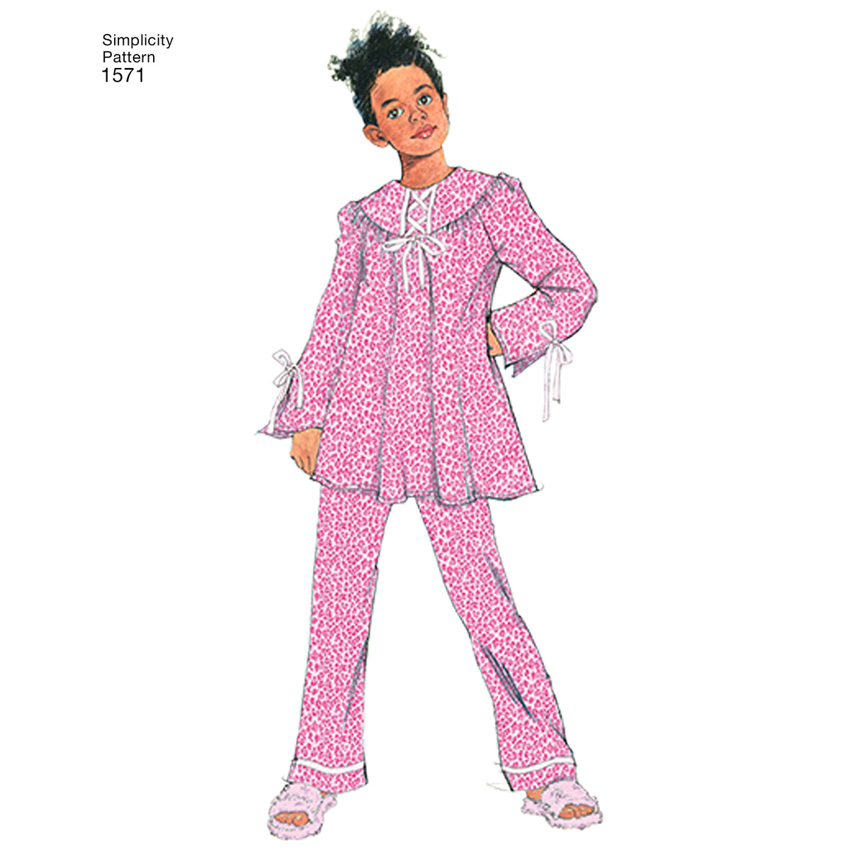 Simplicity S1571 sewing pattern envelope showing children's nightdress and robe