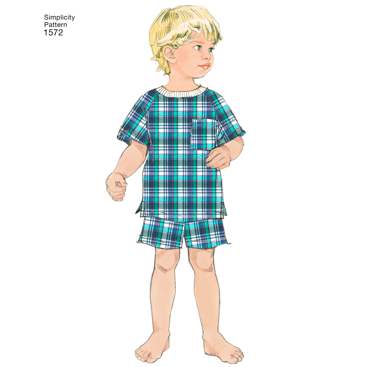 Simplicity S1572 sewing pattern envelope showing toddler sleepwear