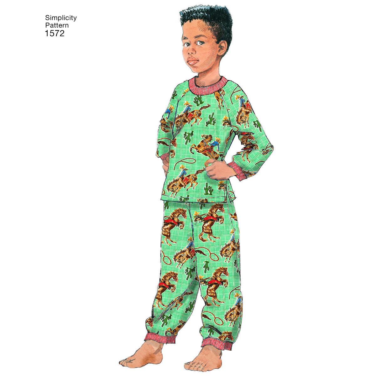 Simplicity S1572 sewing pattern envelope showing toddler sleepwear