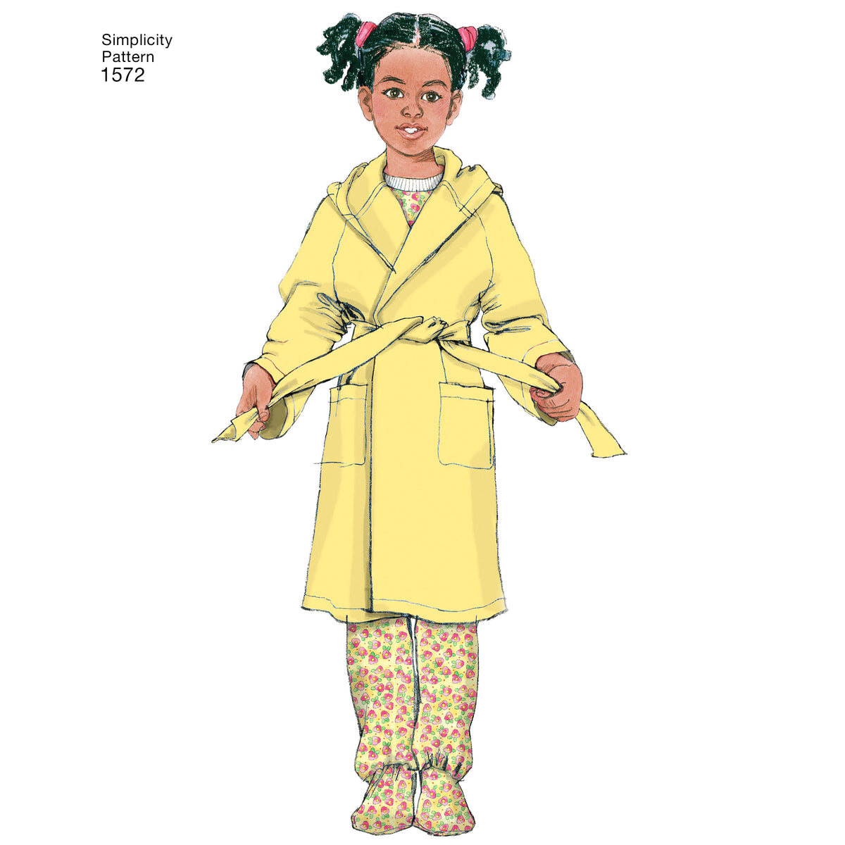 Simplicity S1572 sewing pattern envelope showing toddler sleepwear