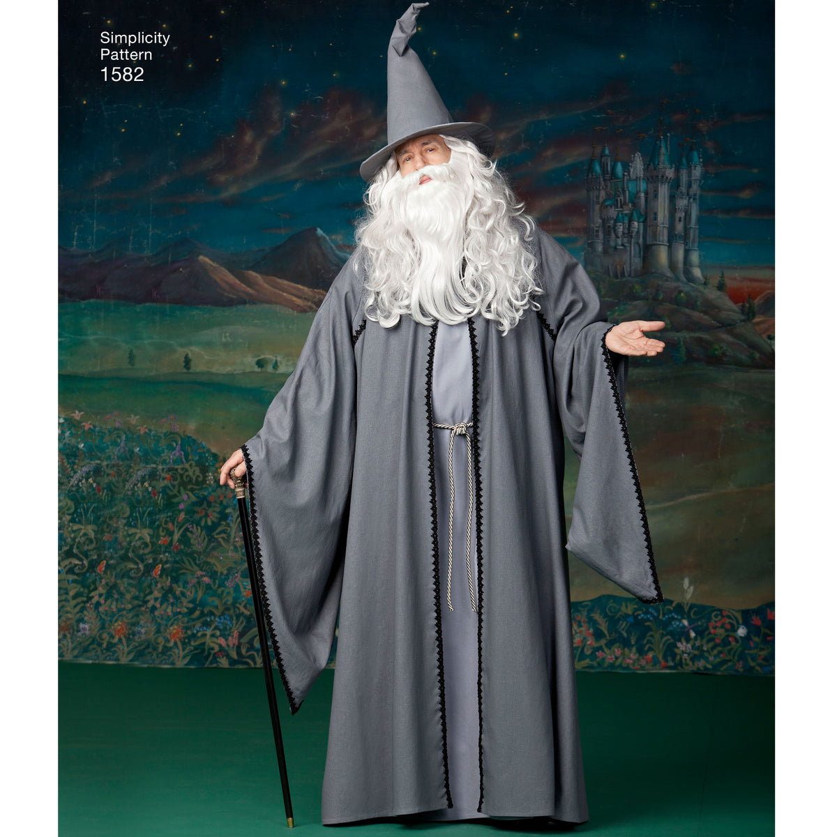 Simplicity S1582 sewing pattern envelope showing hooded cape costume