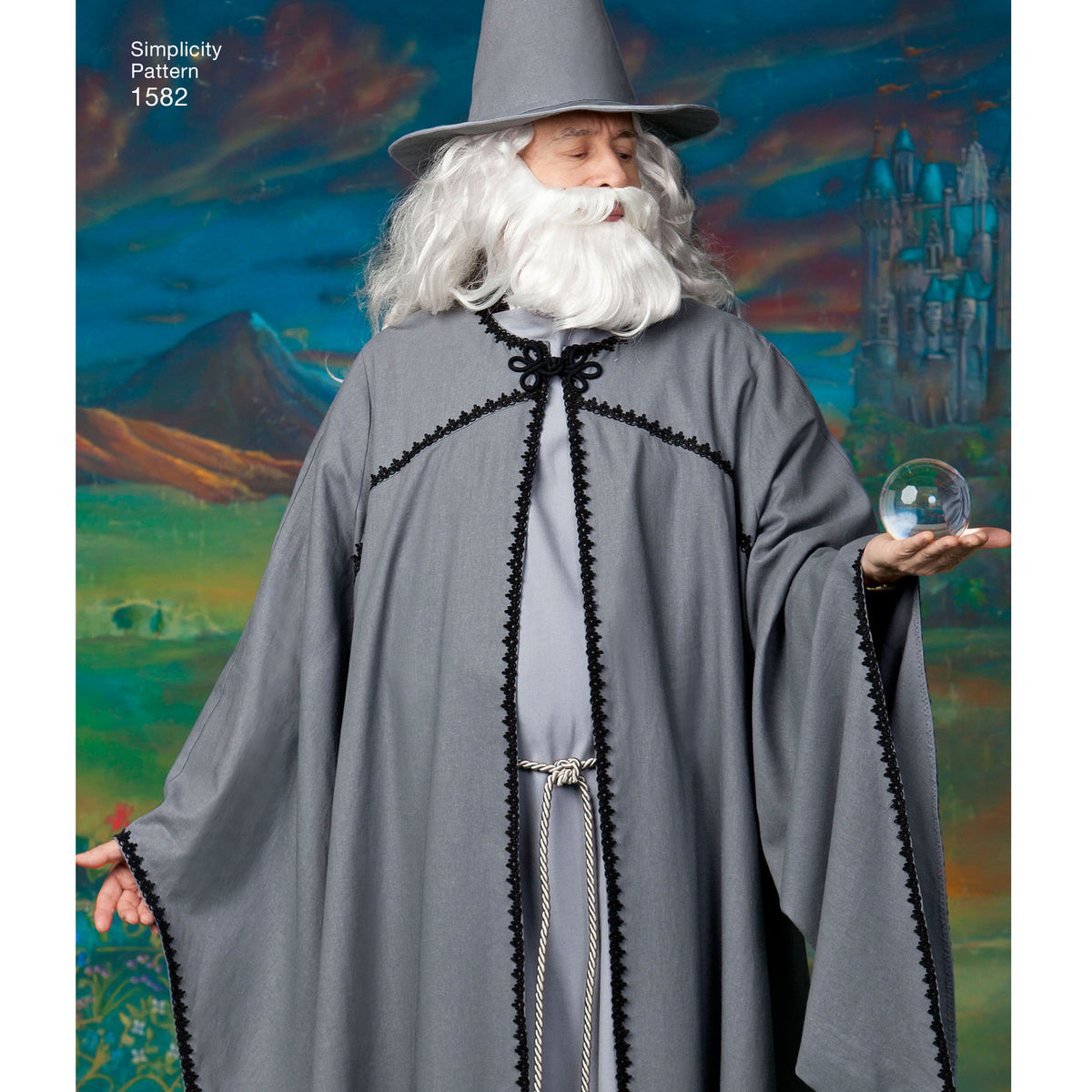 Simplicity S1582 sewing pattern envelope showing hooded cape costume