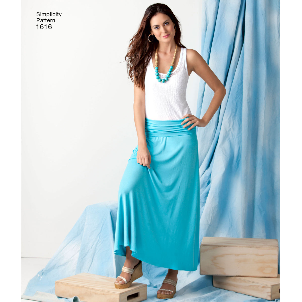 Simplicity S1616 sewing pattern envelope showing women's yoked skirts