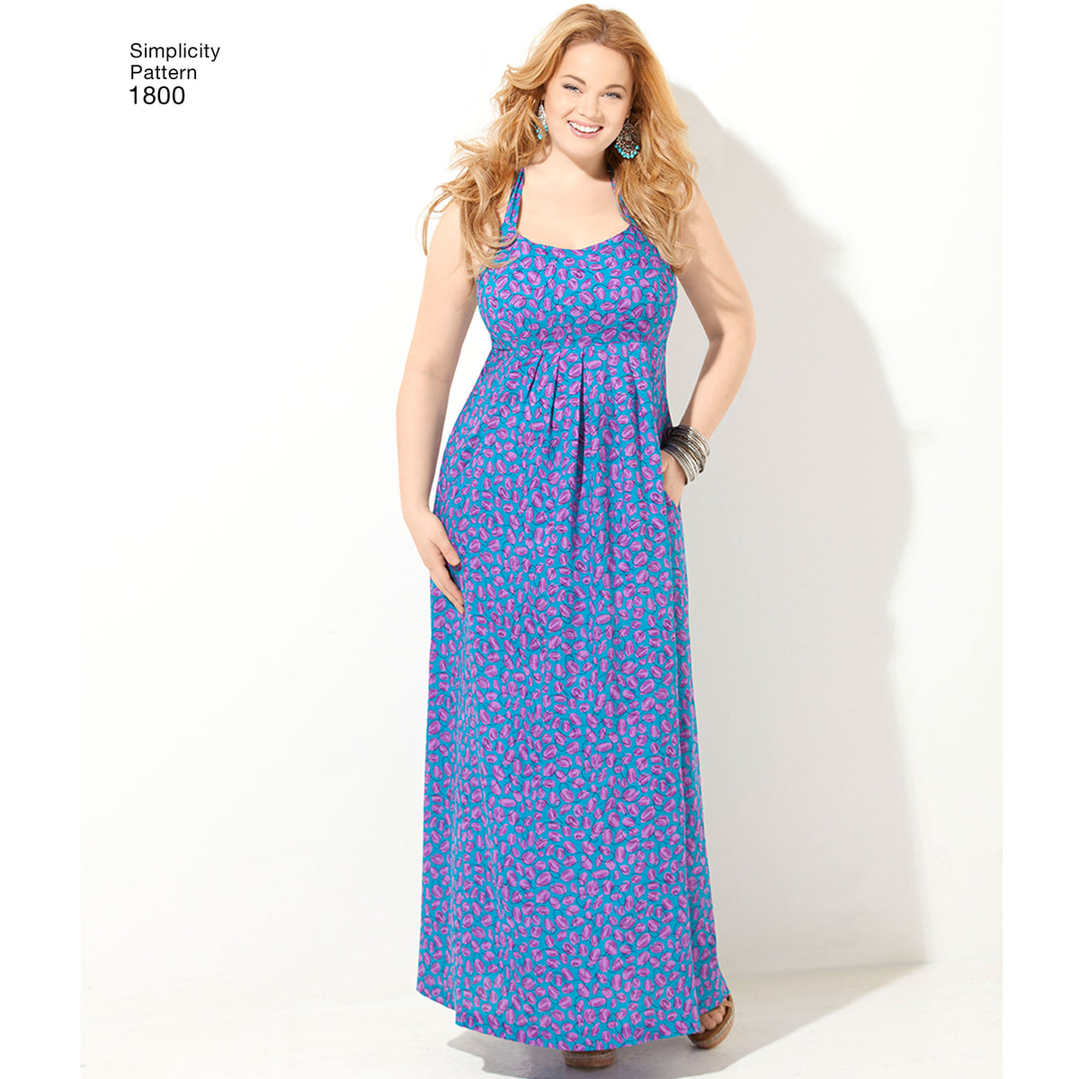 Simplicity S1800 sewing pattern envelope showing women's dress