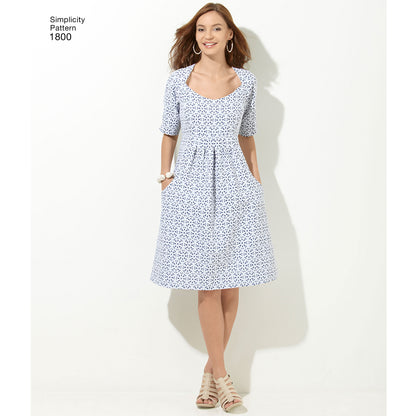 Simplicity S1800 sewing pattern envelope showing plus size dress