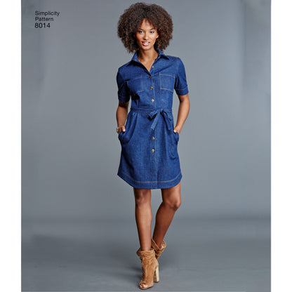Simplicity S8014 sewing pattern envelope showing women's dresses