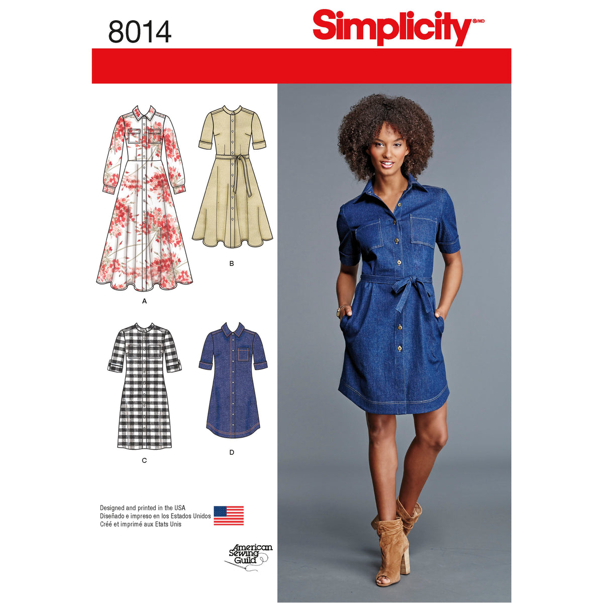 Simplicity S8014 sewing pattern envelope showing women's dresses