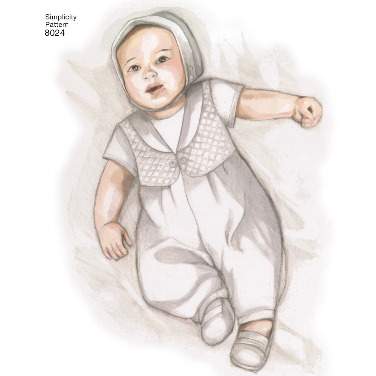 Simplicity S8024 sewing pattern envelope showing baby christening gown