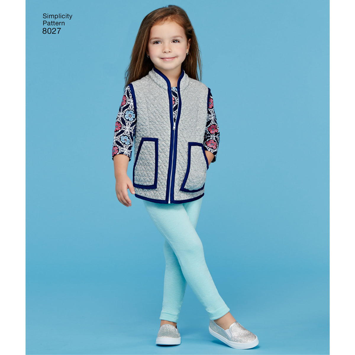 Simplicity 8027 sewing pattern envelope showing child and girl casual wear designs
