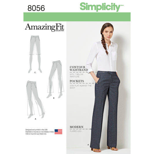 Simplicity 8056 sewing pattern envelope showing misses' skirt and trousers designs