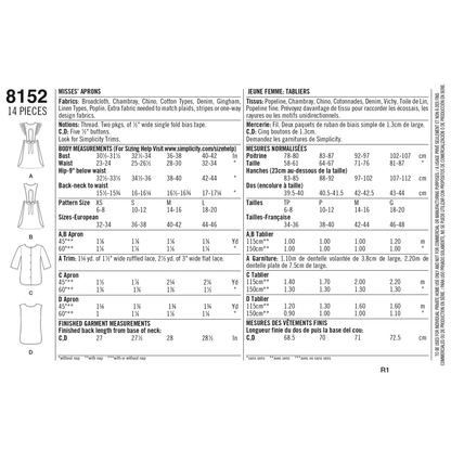 Simplicity 8152 sewing pattern envelope showing aprons designs