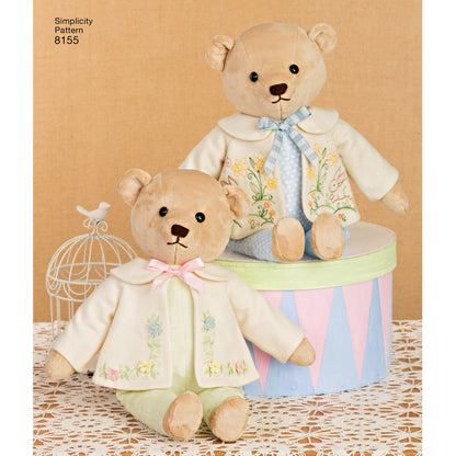Simplicity 8155 sewing pattern envelope showing bear clothes designs