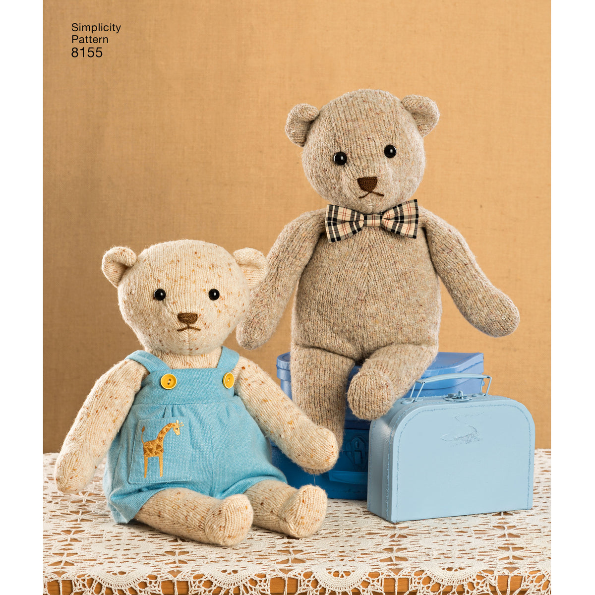 Simplicity 8155 sewing pattern envelope showing bear clothes designs