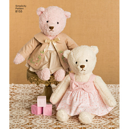 Simplicity 8155 sewing pattern envelope showing bear clothes designs