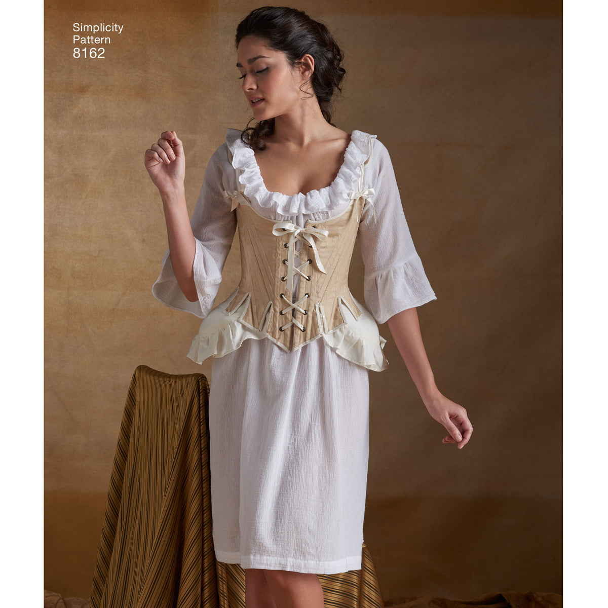 Simplicity 8162 sewing pattern envelope showing 18th century undergarments designs