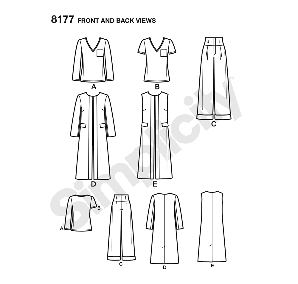 Simplicity 8177 sewing pattern envelope showing mimi g misses' casual wear designs