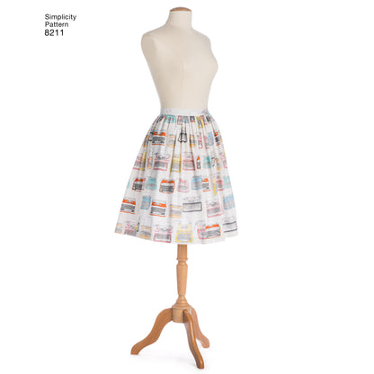 Simplicity 8211 sewing pattern envelope showing misses' dirndl skirt designs