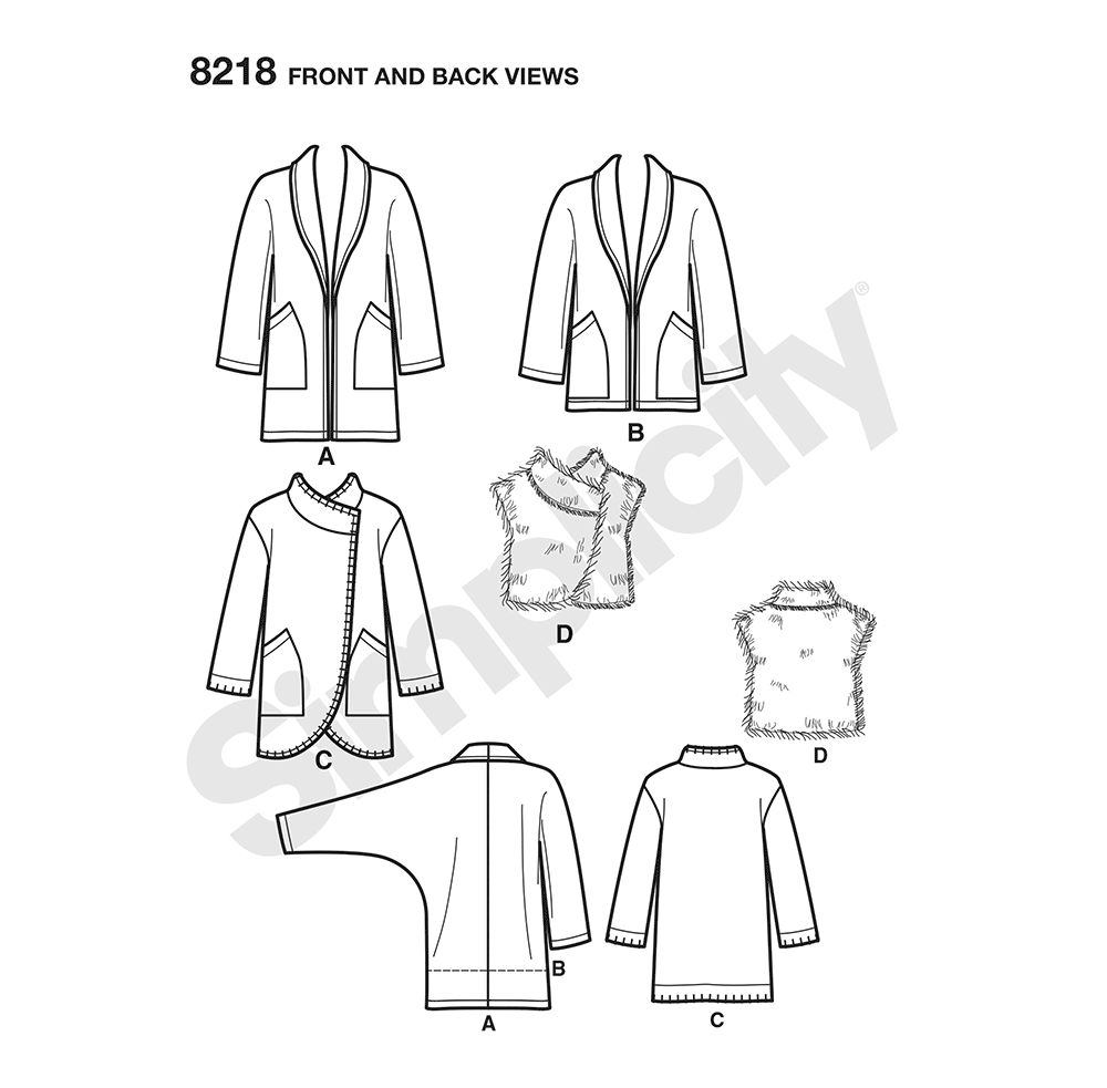 Simplicity 8218 sewing pattern envelope showing misses' jacket designs