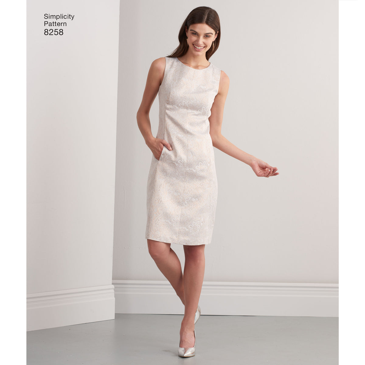 Simplicity 8258 sewing pattern envelope showing misses' dress designs