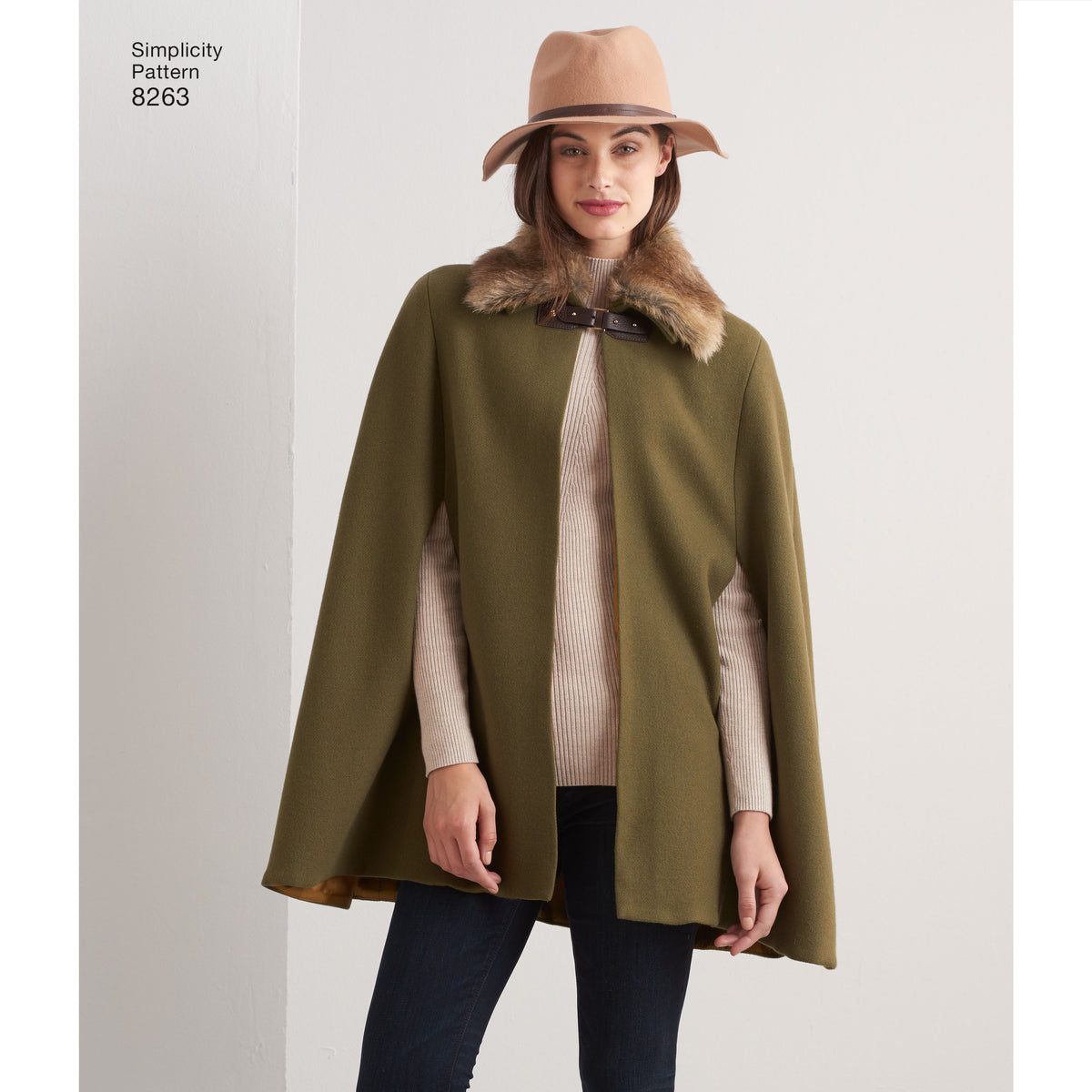 Simplicity 8263 sewing pattern envelope showing misses' capes designs