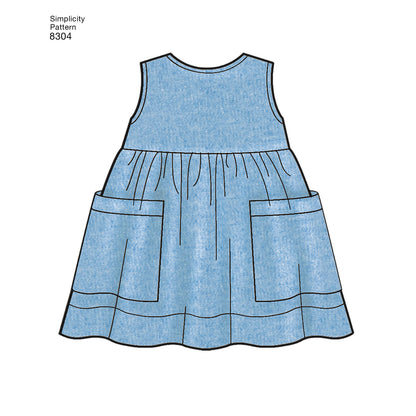 Simplicity S8304 sewing pattern envelope showing baby outfits