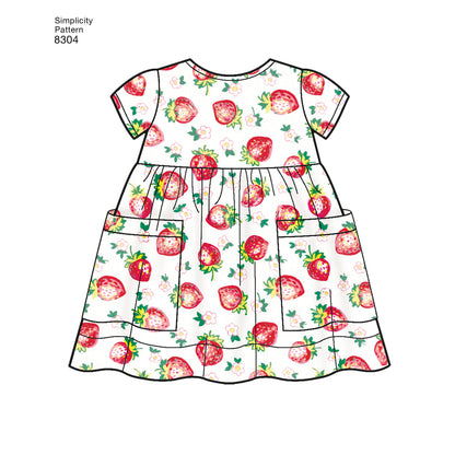 Simplicity S8304 sewing pattern envelope showing baby outfits