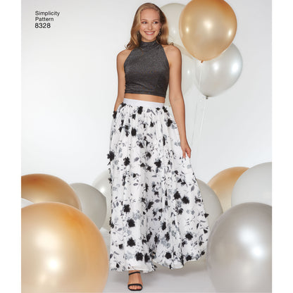 Simplicity S8328 sewing pattern envelope showing special occasion outfits