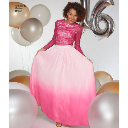 Simplicity S8328 sewing pattern envelope showing special occasion outfits