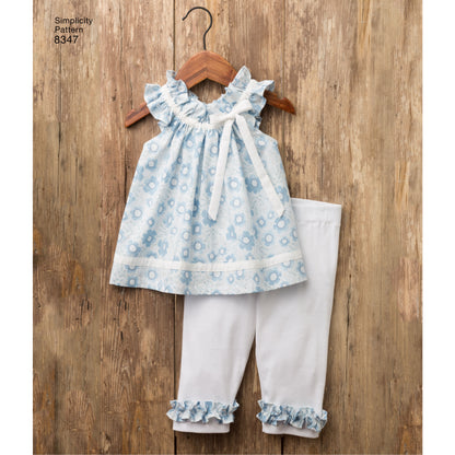 Simplicity S8347 sewing pattern envelope showing toddler outfits and a stuffed bunny