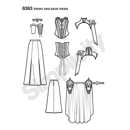 Simplicity S8363 sewing pattern envelope showing fantasy ranger costume