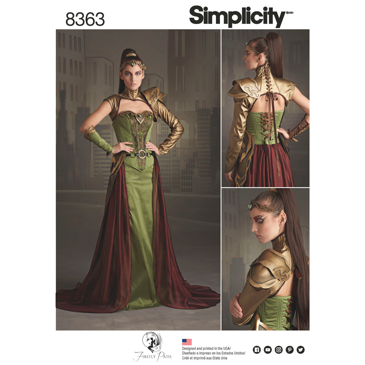 Simplicity S8363 sewing pattern envelope showing fantasy ranger costume