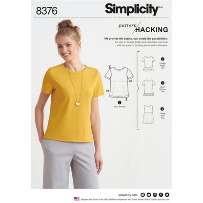 Simplicity S8376 sewing pattern envelope showing knit tops