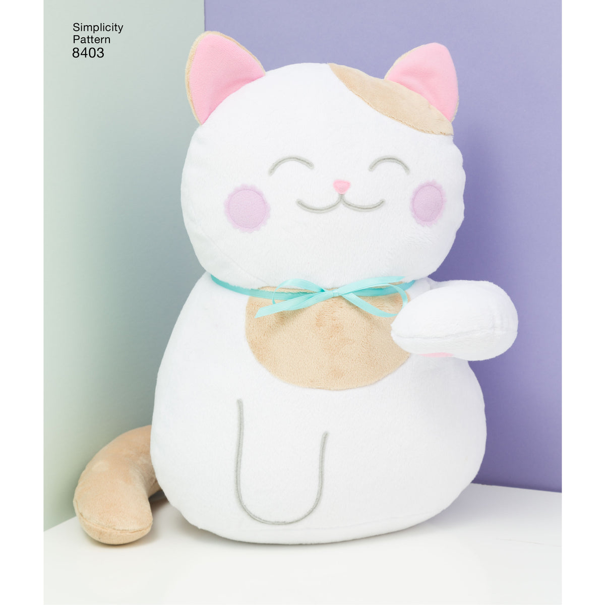 Simplicity S8403 sewing pattern envelope showing fleece stuffed cats