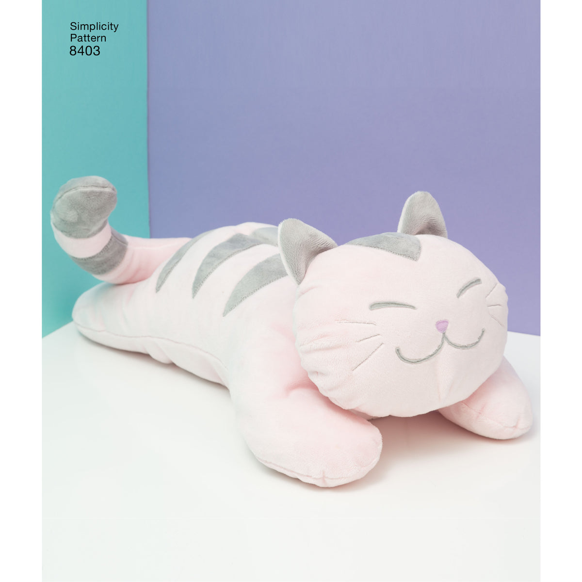 Simplicity S8403 sewing pattern envelope showing fleece stuffed cats