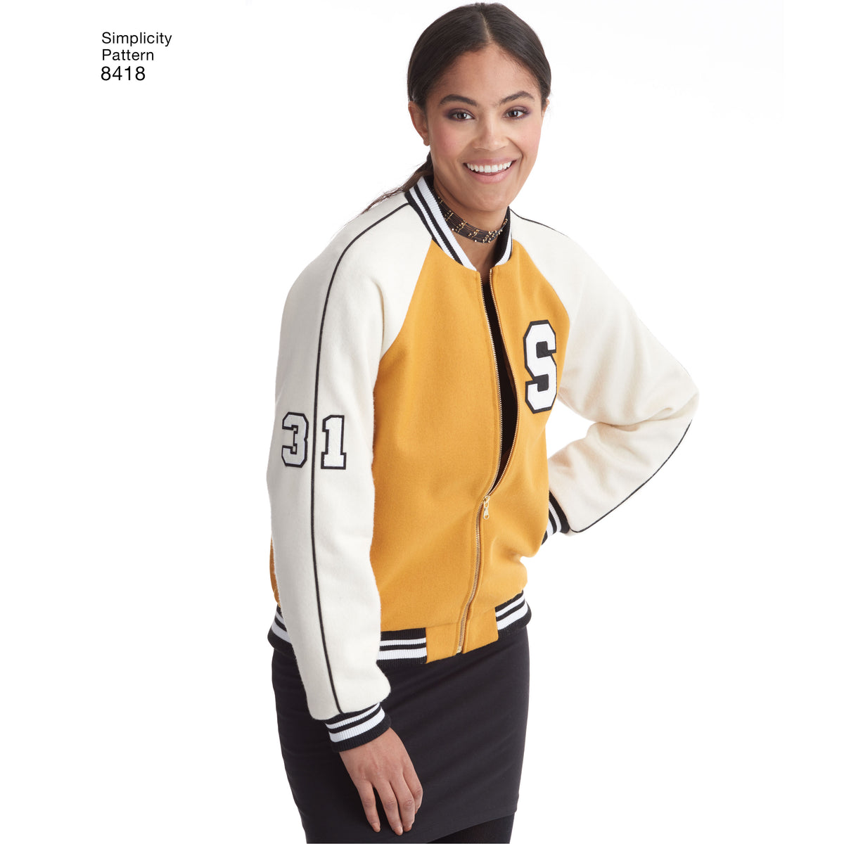 Simplicity S8418 sewing pattern envelope showing bomber jackets