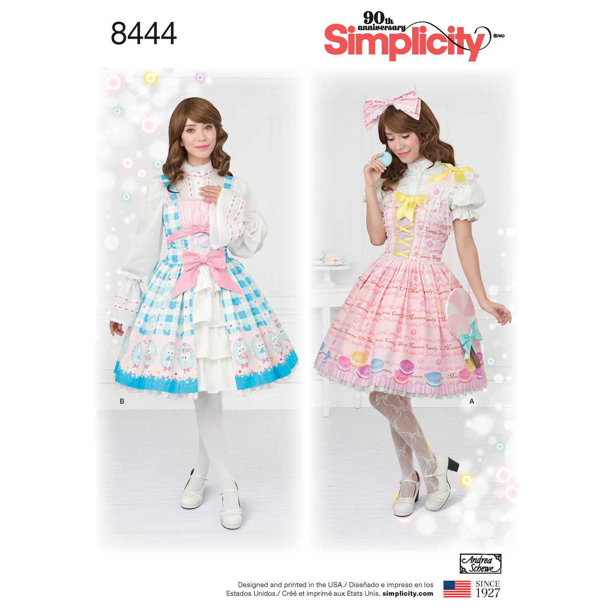 Simplicity S8444 sewing pattern envelope showing ruffle costume dresses