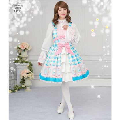 Simplicity S8444 sewing pattern envelope showing ruffle costume dresses