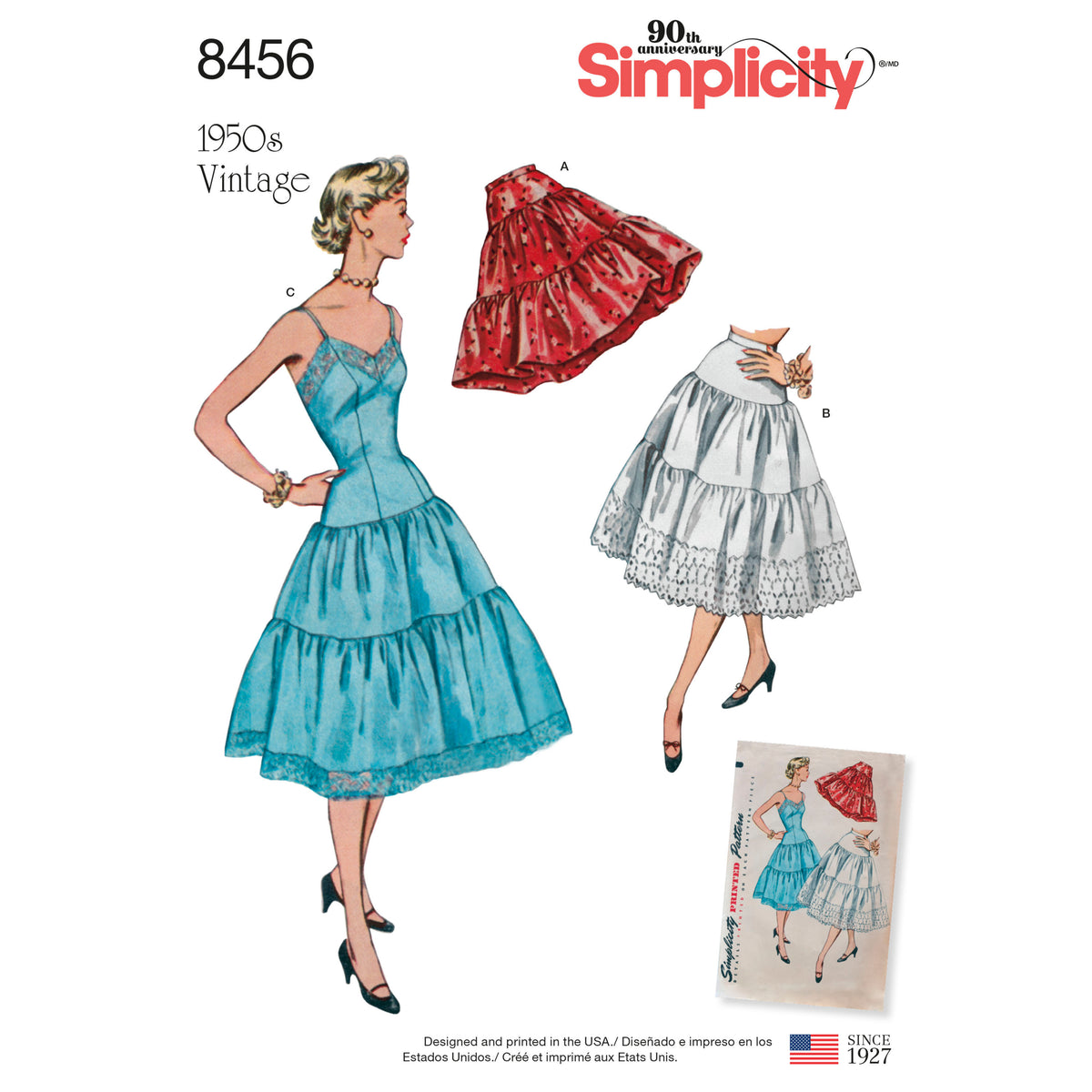 Simplicity S8456 sewing pattern envelope showing tiered petticoats