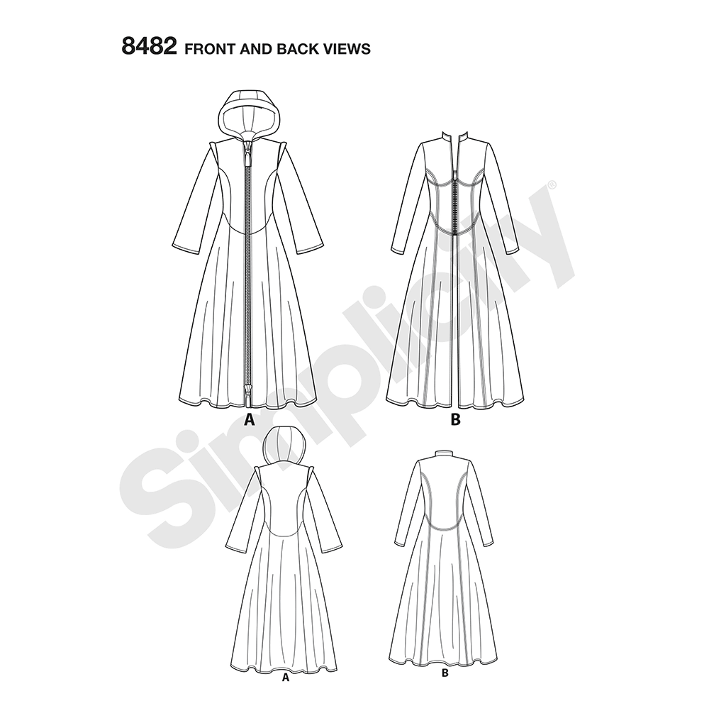 Simplicity S8482 sewing pattern envelope showing costume coats