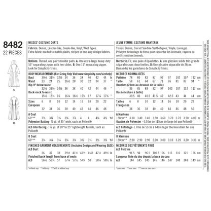Simplicity S8482 sewing pattern envelope showing costume coats