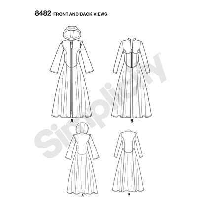 Simplicity S8482 sewing pattern envelope showing costume coats