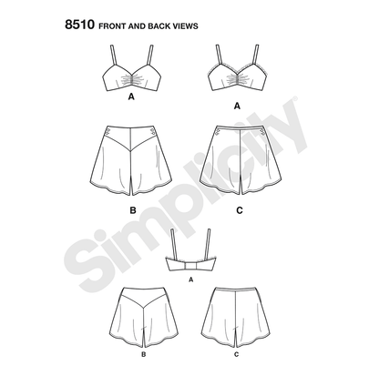 Simplicity sewing pattern S8510 envelope showing bra and knickers set