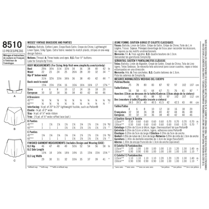 Simplicity sewing pattern S8510 envelope showing bra and knickers set