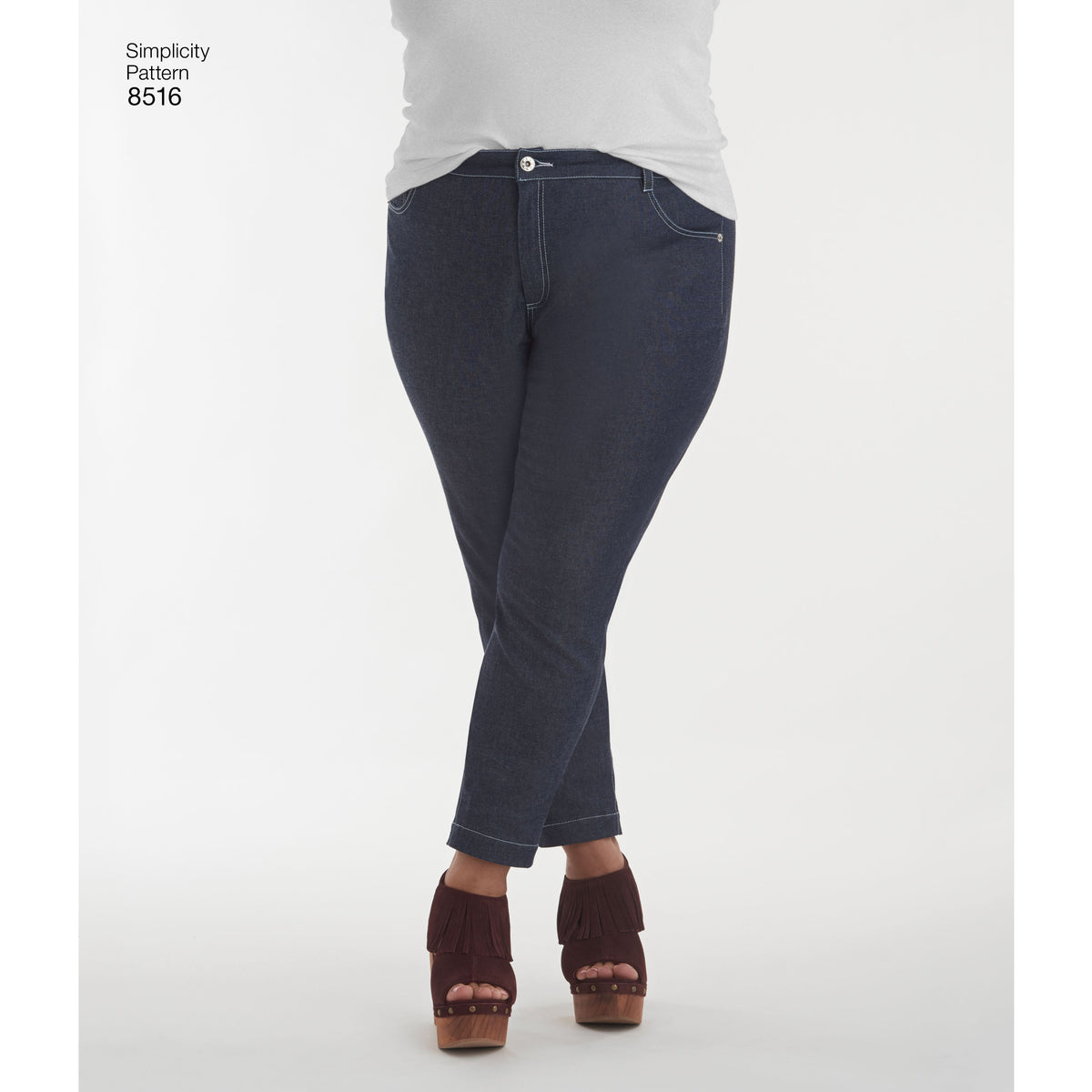 Simplicity sewing pattern S8516 envelope showing skirt and trousers