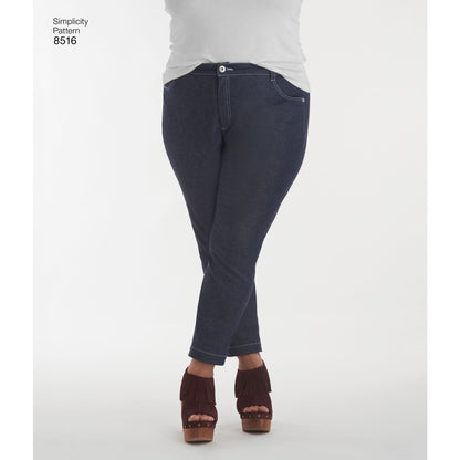 Simplicity sewing pattern S8516 envelope showing skirt and trousers