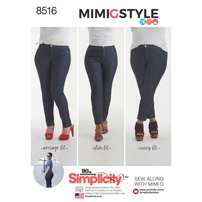 Simplicity sewing pattern S8516 envelope showing skirt and trousers